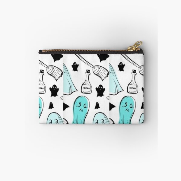 Item preview, Boo monsters, black, blue, white, cute Halloween watercolor pattern, boo, witch, candy, bat, witch hat, pumpkin, latest Halloween bestselling, trending designed and sold by August-E.