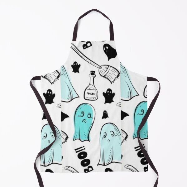 Item preview, Boo monsters, black, blue, white, cute Halloween watercolor pattern, boo, witch, candy, bat, witch hat, pumpkin, latest Halloween bestselling, trending designed and sold by August-E.