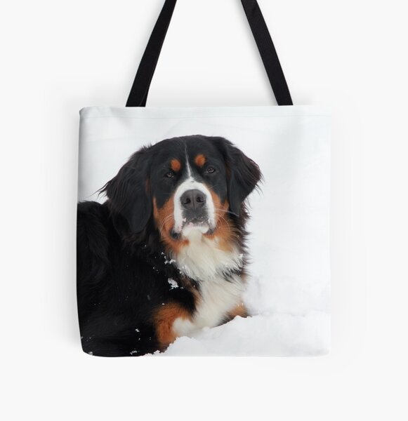 Snow Bernese Mountain Dog All Over Print Tote Bag