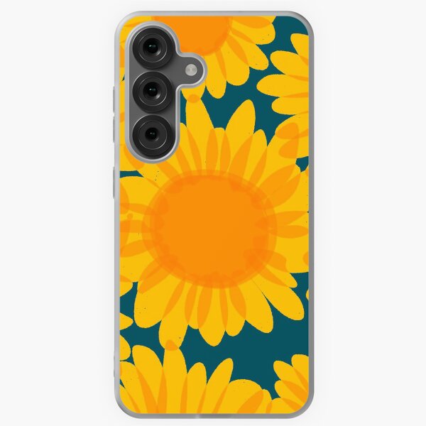 Patrón de dibujo de girasoles dorados Funda blanda para Samsung Galaxy
