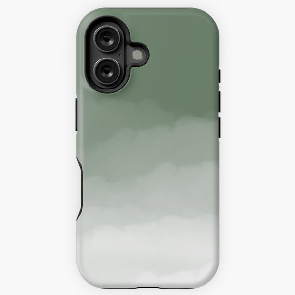 Sage Green Watercolor Ombre (sage green/white) iPhone Tough Case
