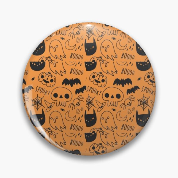 Item preview, Spooky, Black, white, Orange, cute Halloween watercolor pattern, boo, witch, candy, bat, witch hat, pumpkin, latest Halloween bestselling, trending designed and sold by August-E.