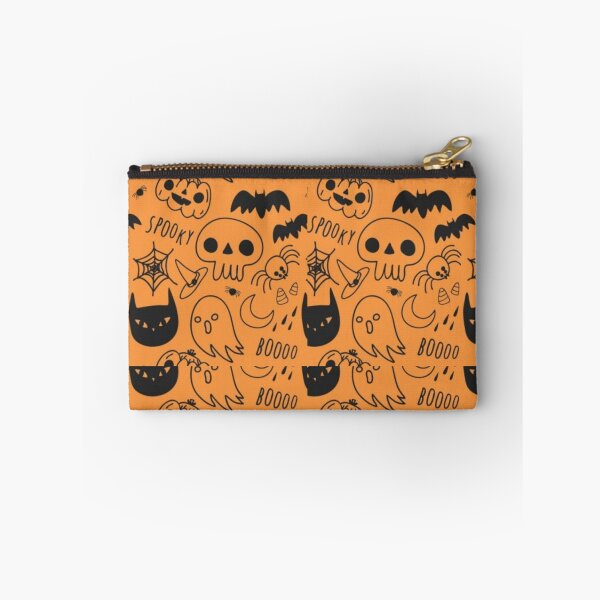 Item preview, Spooky, Black, white, Orange, cute Halloween watercolor pattern, boo, witch, candy, bat, witch hat, pumpkin, latest Halloween bestselling, trending designed and sold by August-E.