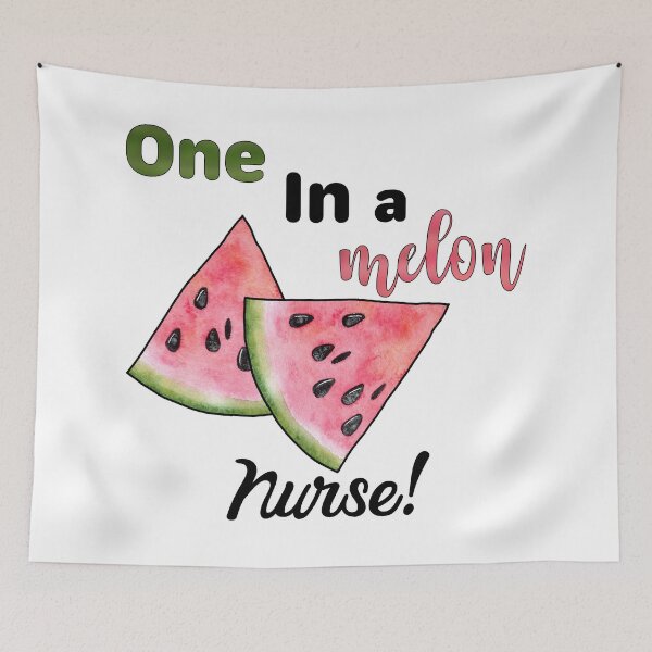 Item preview, One in a Melon Nurse with Watercolor Watermelon Slices designed and sold by LovenLaughter.