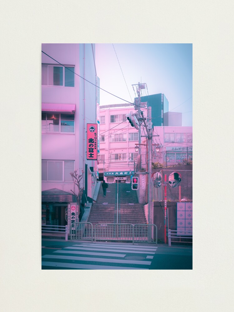 Alternate view of Vaporwave Aesthetic Tokyo Pink Japan Citypop lofi moody vibe Photographic Print