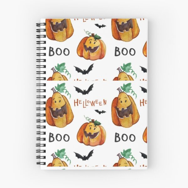 Item preview, Helloween boo, Black, white, Orange, cute Halloween watercolor pattern, boo, witch, candy, bat, witch hat, pumpkin, latest Halloween bestselling, trending designed and sold by August-E.