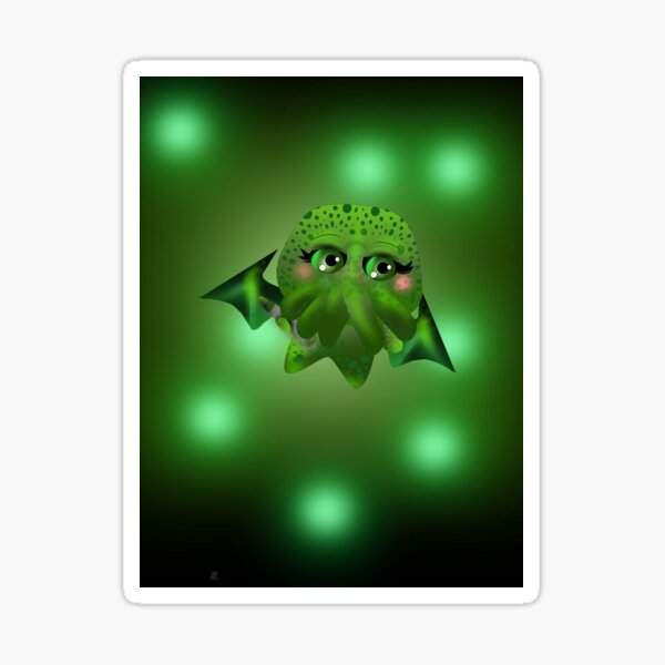 This is Chibi Cthulhu the crayon destroyer of souls Sticker