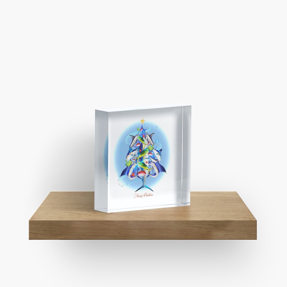 Sport Fishing Christmas Acrylic Block