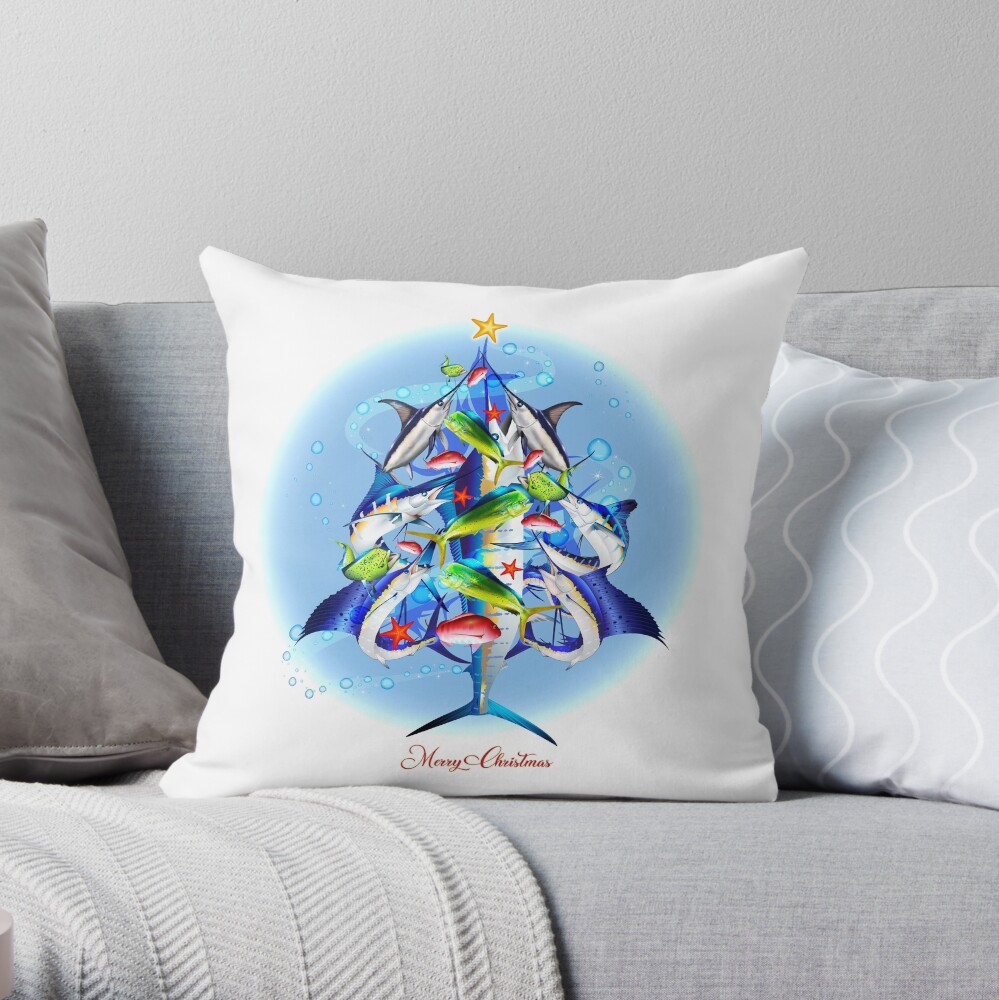 Sport Fishing Christmas Throw Pillow