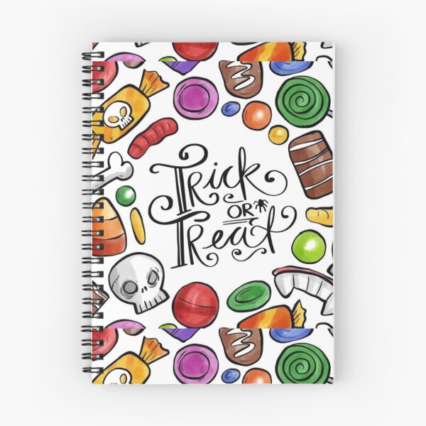 Item preview, Trick or treat, colorful, cute Halloween watercolor pattern, boo, witch, candy, bat, witch hat, pumpkin, latest Halloween bestselling, trending designed and sold by August-E.
