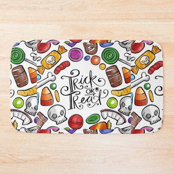 Item preview, Trick or treat, colorful, cute Halloween watercolor pattern, boo, witch, candy, bat, witch hat, pumpkin, latest Halloween bestselling, trending designed and sold by August-E.