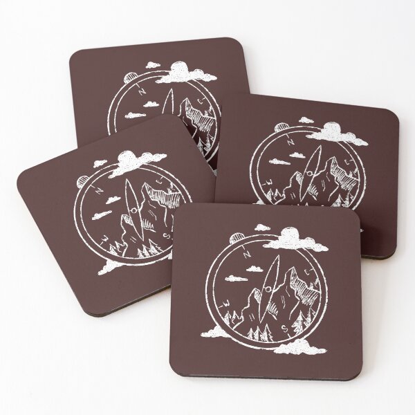 Item preview, A compass with drawing of mountains , a nature, forest, hiking lovers design designed and sold by FFelder.