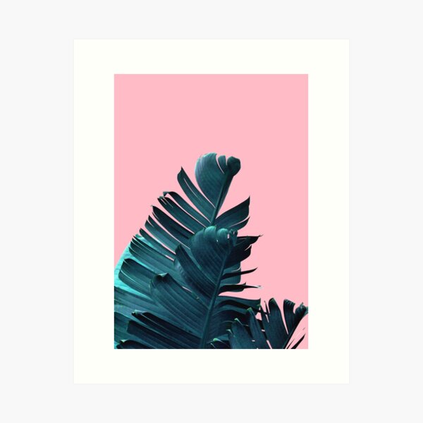 Item preview, Banana Leaves, Tropical Leaf Print, Pink and Blue designed and sold by PrintsProject.