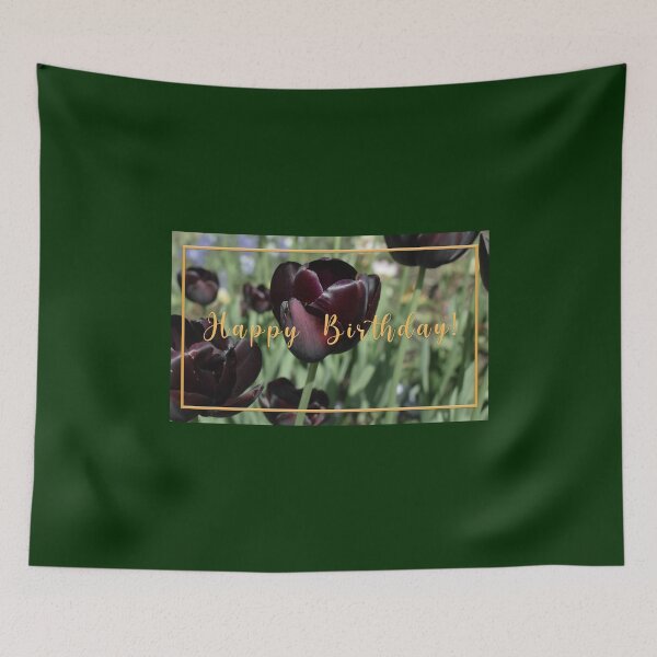Item preview, Happy birthday card Flower  Black tulip Gold color  designed and sold by aloresarts.