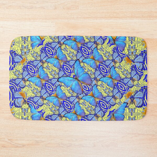 Item preview, DECARATIVE BLUE BUTTERFLIES YELLOW PATTERNS ABSTRACT ART designed and sold by sharlesart.