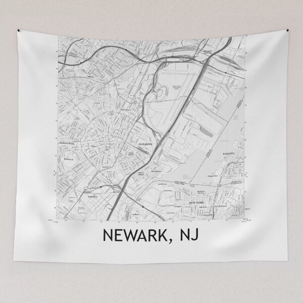 Item preview, Newark, NJ Topographical Map Black & White designed and sold by PGHPhotoCo.