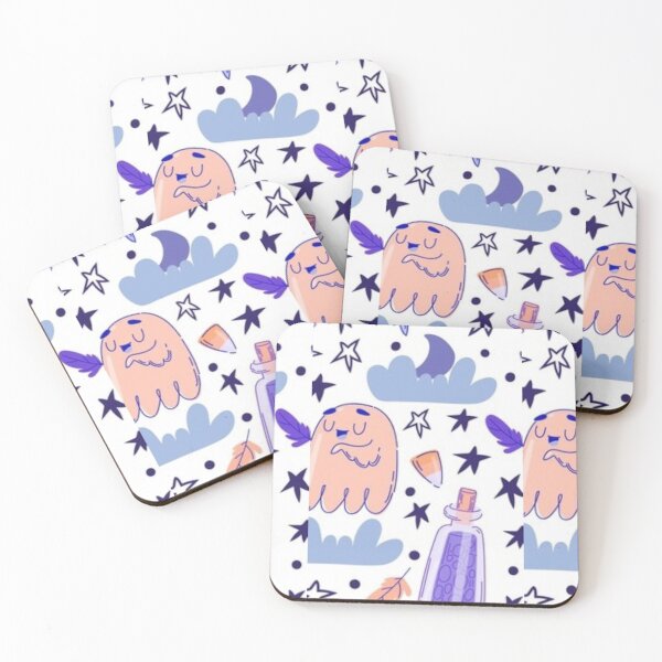 Item preview, Orange, black, blue, white, cute Halloween watercolor pattern, boo, witch, candy, bat, witch hat, pumpkin, latest Halloween bestselling, trending designed and sold by August-E.
