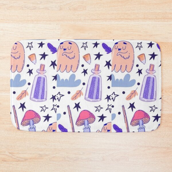Item preview, Orange, black, blue, white, cute Halloween watercolor pattern, boo, witch, candy, bat, witch hat, pumpkin, latest Halloween bestselling, trending designed and sold by August-E.