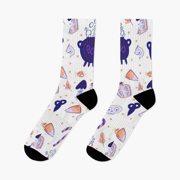 Item preview, Boo, blue, white, cute Halloween watercolor pattern, boo, witch, candy, bat, witch hat, pumpkin, latest Halloween bestselling, trending designed and sold by August-E.