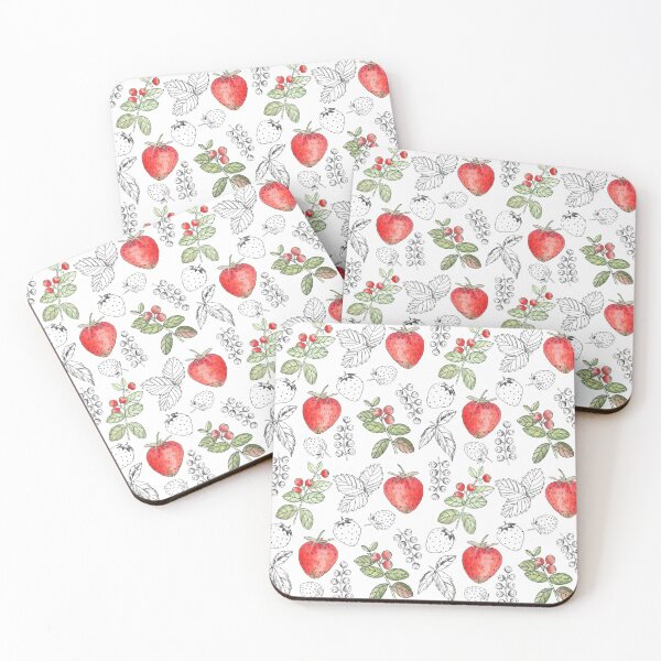 Item preview, Summer strawberry and currant (red on white) designed and sold by Flowersforbear.