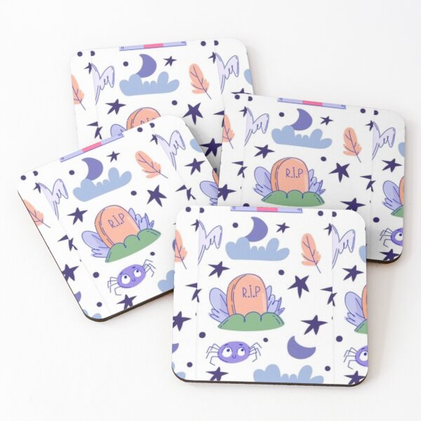 Item preview, Lilac,  blue, white, cute Halloween watercolor pattern, boo, witch, candy, bat, witch hat, pumpkin, latest Halloween bestselling, trending designed and sold by August-E.