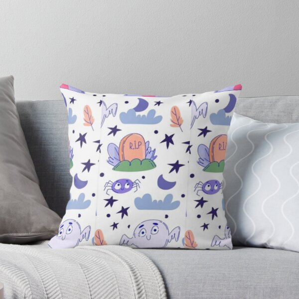 Item preview, Lilac,  blue, white, cute Halloween watercolor pattern, boo, witch, candy, bat, witch hat, pumpkin, latest Halloween bestselling, trending designed and sold by August-E.