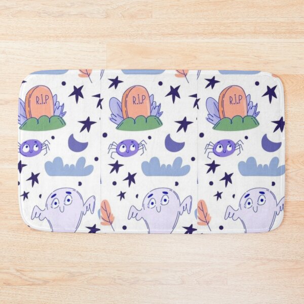 Item preview, Lilac,  blue, white, cute Halloween watercolor pattern, boo, witch, candy, bat, witch hat, pumpkin, latest Halloween bestselling, trending designed and sold by August-E.