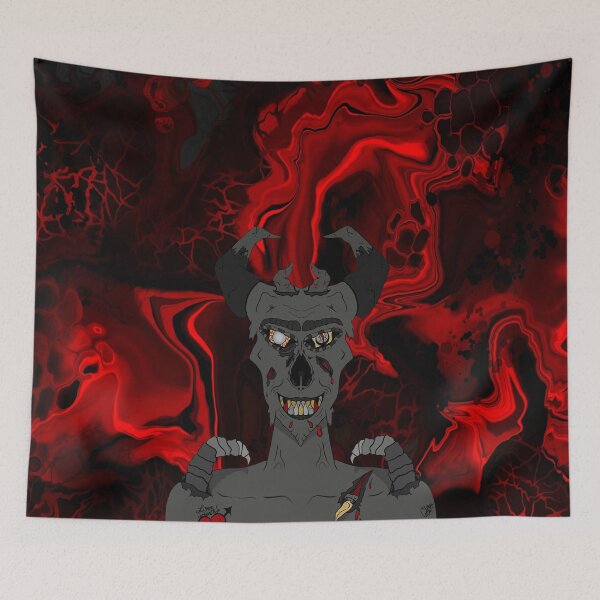 Item preview, Demon from Hell, digital fluid pour with cells designed and sold by MayGreenAbgrall.
