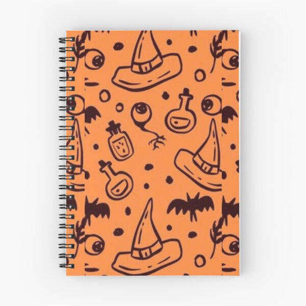 Item preview, Orange, black cute Halloween watercolor pattern, boo, witch, candy, bat, witch hat, pumpkin, latest Halloween bestselling, trending designed and sold by August-E.