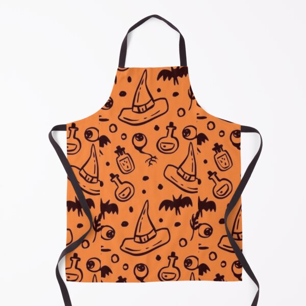 Item preview, Orange, black cute Halloween watercolor pattern, boo, witch, candy, bat, witch hat, pumpkin, latest Halloween bestselling, trending designed and sold by August-E.