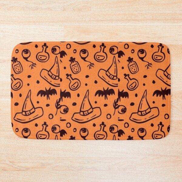 Item preview, Orange, black cute Halloween watercolor pattern, boo, witch, candy, bat, witch hat, pumpkin, latest Halloween bestselling, trending designed and sold by August-E.