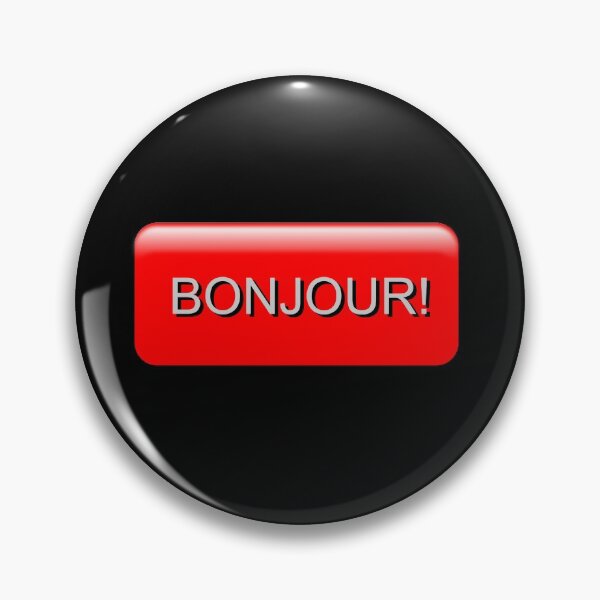 Item preview, Bouton rouge rectangulaire "Bonjour!"  designed and sold by JoAnnFineArt.