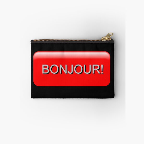 Item preview, Bouton rouge rectangulaire "Bonjour!"  designed and sold by JoAnnFineArt.