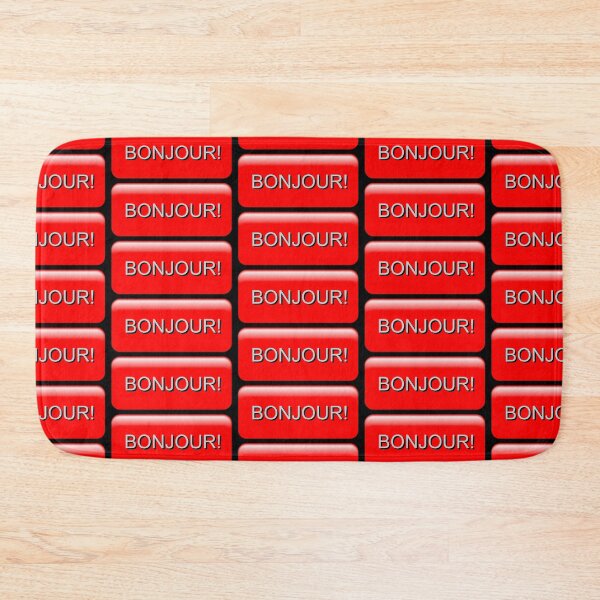 Item preview, Bouton rouge rectangulaire "Bonjour!"  designed and sold by JoAnnFineArt.