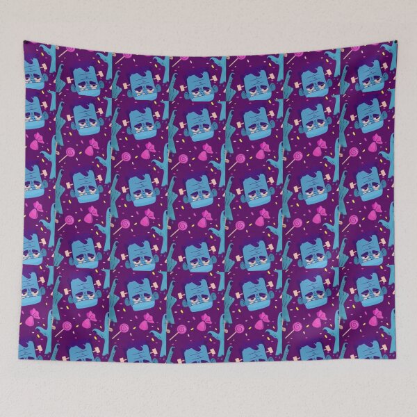 Item preview, Zombie, blue,  purple, cute Halloween watercolor pattern, boo, witch, candy, bat, witch hat, pumpkin, latest Halloween bestselling, trending designed and sold by August-E.