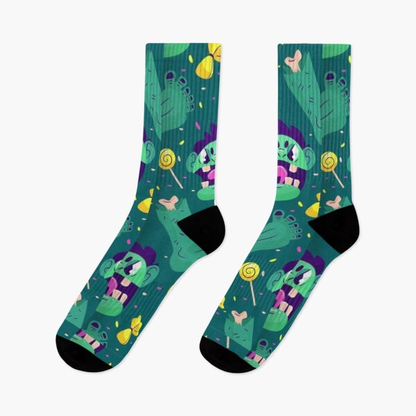 Item preview,  Zombie, monster, green, yellow, cute Halloween watercolor pattern, boo, witch, candy, bat, witch hat, pumpkin, latest Halloween bestselling, trending designed and sold by August-E.