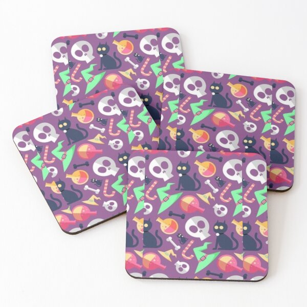 Item preview, Cute Halloween watercolor pattern, purple, boo, witch, candy, bat, witch hat, pumpkin, latest Halloween bestselling, trending designed and sold by August-E.