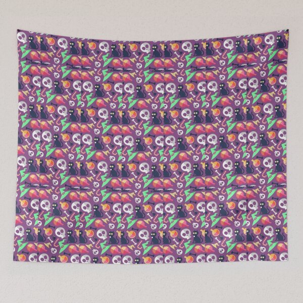 Item preview, Cute Halloween watercolor pattern, purple, boo, witch, candy, bat, witch hat, pumpkin, latest Halloween bestselling, trending designed and sold by August-E.