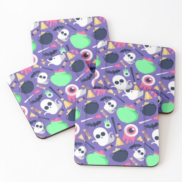 Item preview,  Cute Halloween watercolor pattern, purple, boo, witch, eye, candy, bat, witch hat, pumpkin, latest Halloween bestselling, trending designed and sold by August-E.