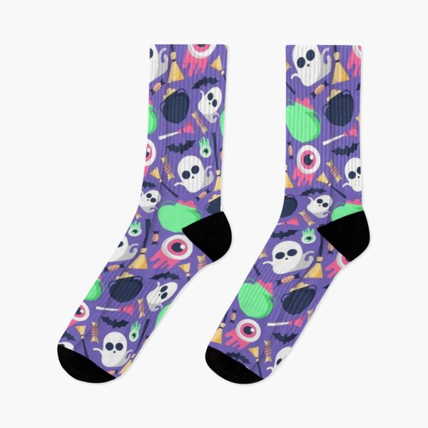 Item preview,  Cute Halloween watercolor pattern, purple, boo, witch, eye, candy, bat, witch hat, pumpkin, latest Halloween bestselling, trending designed and sold by August-E.