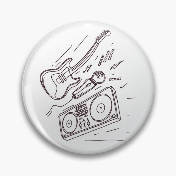 Item preview, Music  hand draw picture  with a guitar ,microphone and DJ set. designed and sold by FFelder.