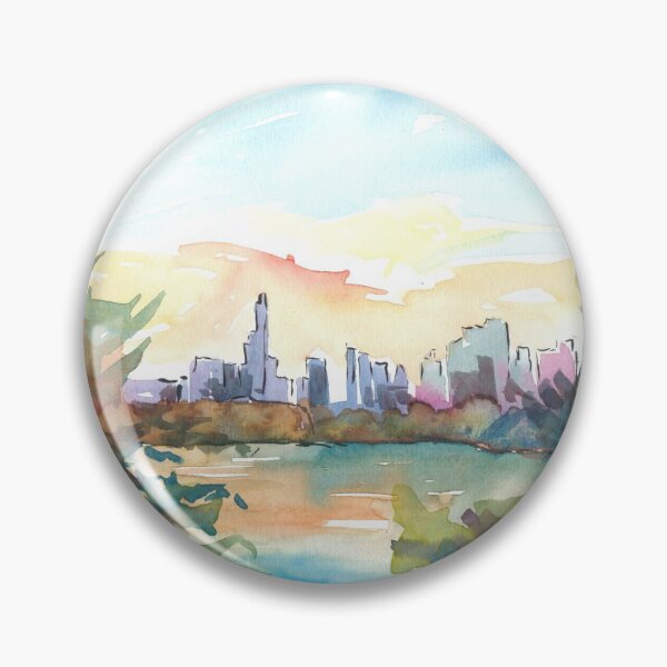 Item preview, New York Skyline View From Central Park With Pond designed and sold by artshop77.