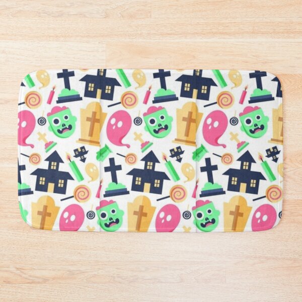Item preview,  Halloween watercolor pattern, white, pink, yellow, boo, witch, eye, candy, bat, witch hat, pumpkin, latest Halloween bestselling, trending designed and sold by August-E.
