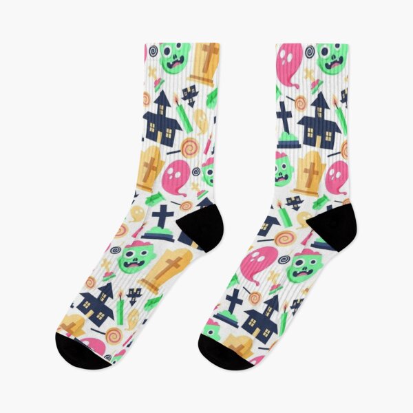 Item preview,  Halloween watercolor pattern, white, pink, yellow, boo, witch, eye, candy, bat, witch hat, pumpkin, latest Halloween bestselling, trending designed and sold by August-E.