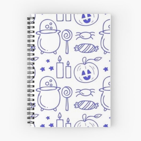 Item preview, Cute neon Halloween watercolor pattern, white, blue, boo, witch, eye, candy, bat, witch hat, pumpkin, latest Halloween bestselling, trending designed and sold by August-E.