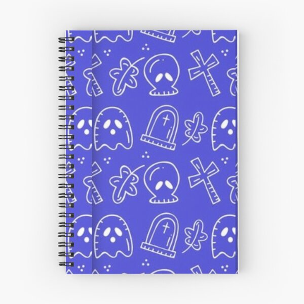 Item preview, Cute Halloween watercolor pattern, white, blue, boo, witch, eye, candy, bat, witch hat, pumpkin, latest Halloween bestselling, trending designed and sold by August-E.
