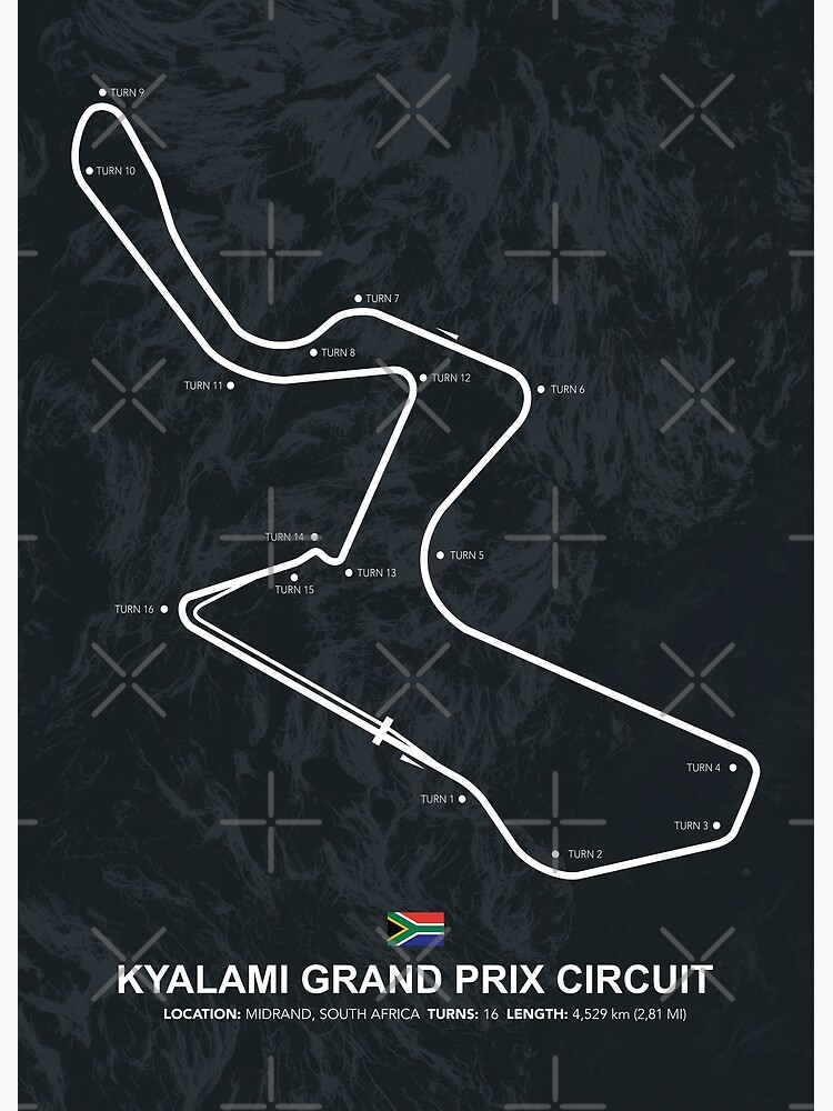 Kyalami Grand Prix Circuit Racetrack Map Poster For Sale By Mapstars Redbubble 2307