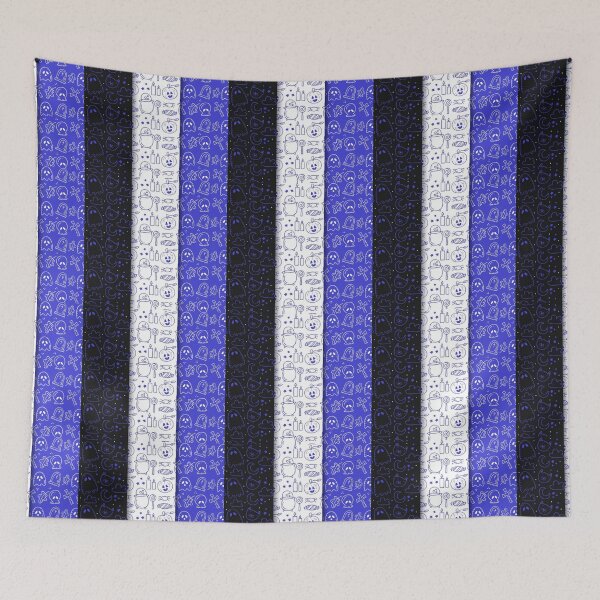 Item preview, Tri pattern, white, black, blue, cute Halloween watercolor pattern, boo, witch, candy, bat, witch hat, pumpkin, latest Halloween bestselling, trending designed and sold by August-E.