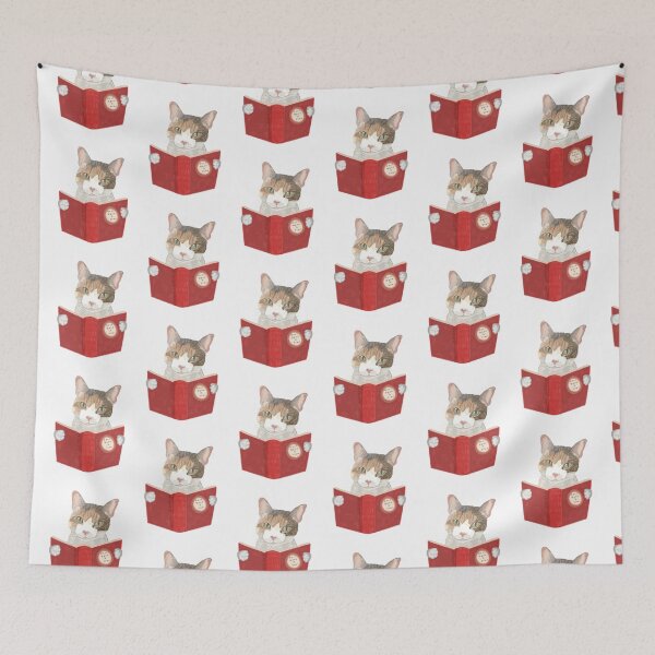 Item preview, Cat Bookworm Reading Book designed and sold by buzzcutart.