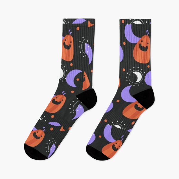 Item preview, Pumpkin, purple moon, spell, Cute Halloween watercolor pattern, white, boo, witch, eye, candy, bat, witch hat, pumpkin, latest Halloween bestselling, trending designed and sold by August-E.